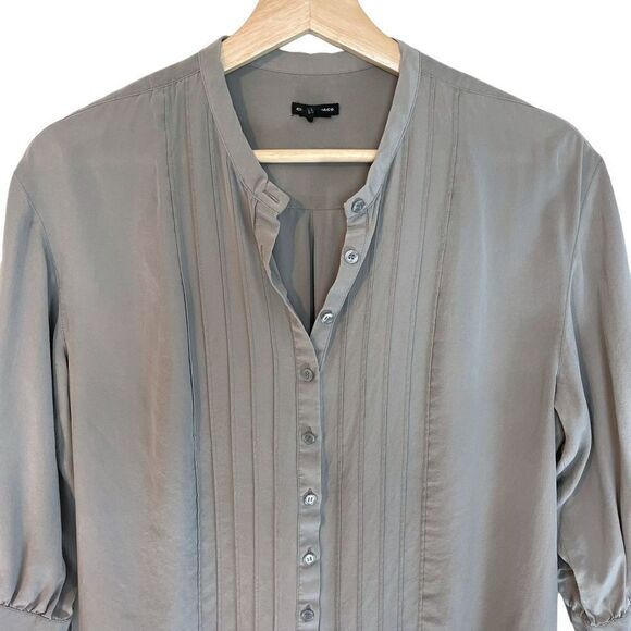 Club Monaco 100% Silk 1/2 Button Sleeve Tie Top - Picture 2 of 7